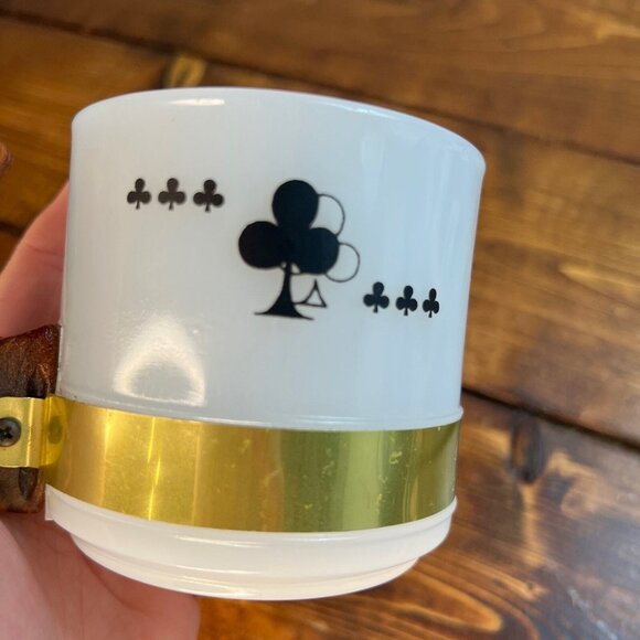 Siesta Ware Clubs Playing Card Coffee Cup Mug Wooden Handle milk glass - Picture 7 of 10